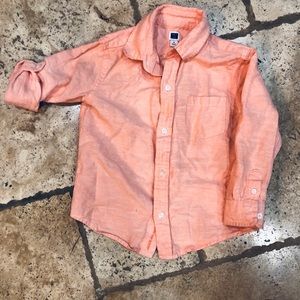 Janie and Jack tangerine Linen Button Down